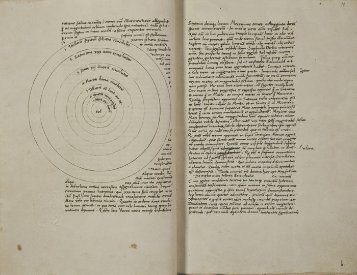 쇼팽의 친필 악보(사진 위) '마주르카 마 장조 op. 6, No. 3'(1830)와 코페르니쿠스의 '천체의 회전에 관하여' 원고(1520-1541).