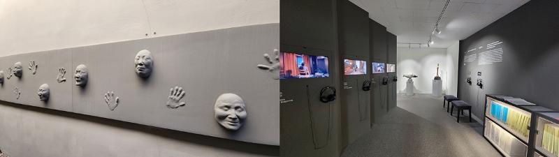 ▲ 왼쪽 사진은 서울 마포구 전쟁과여성인권박물관에 전시된 부조물. 위안부 피해자들의 얼굴과 손을 석고로 본떠서 만들었다. 오른쪽은 서울 종로구 북한인권박물관의 내부 모습이다.